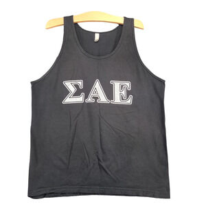American Apparel Men's Sigma Alpha Epsilon Graphic Tank Top Black Large